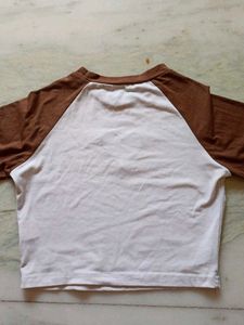 Brown &amp; White Long Sleeve Top with Heart Patch