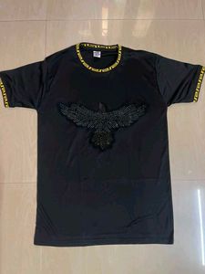 Black T-Shirt with Eagle Embellishment