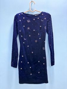 Dark Blue Velvet Mini Dress