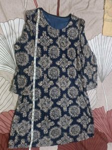 Stylish Navy Printed Tunic Top combo