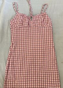 Pink Plaid Spaghetti Strap Dress
