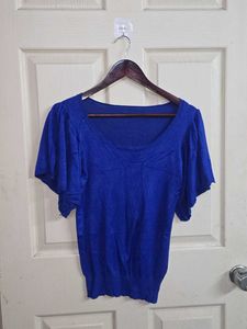 Vibrant Blue Flutter Sleeve Top