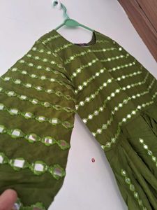 Elegant Green Ethnic Gown Frock Kurti mirror