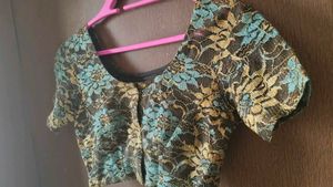 Blue Black Tailor Stiched Lace blouse
