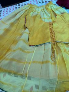 Yellow choli combo mummy daughter