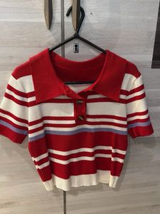 Striped Collared Knit Top