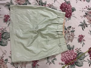 Mint Green Faux Leather Mini Skirt