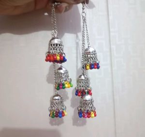 Oxidised Multicolour Long Jhumka Earrings💖