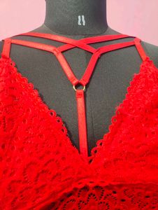 Red Lace Bralette Crop Top ❤️