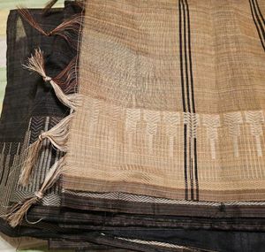 coffee brown silk cotton saree