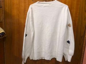 White Cardigan with Heart Appliques