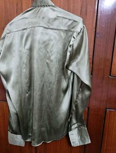 Olive Green Satin Shirt