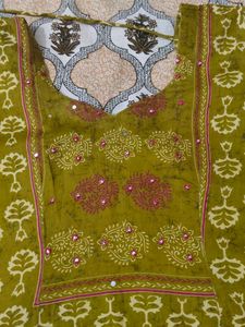 Women's Olive Green Printed Kurta set