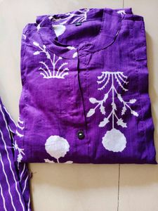 Purple Floral Print Kurti Sets Xxl Available