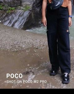 4 Pockets Cargo Jeans With High Waist