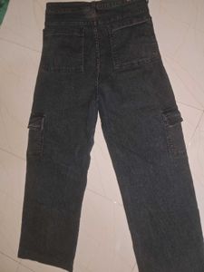 Charcoal Wide Leg Cargo Pant