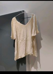Cream Lace V-Neck Tunic Top