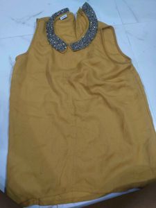 Mustard Yellow Embellished Collar Top