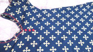 Navy Blue Printed Kurta