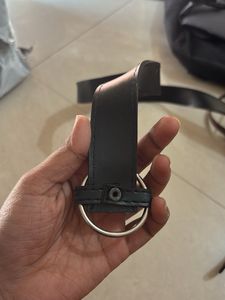 Stylish Black Belt with Silver Ring