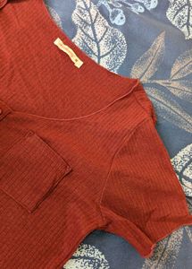 Cute Red Button-Up Top