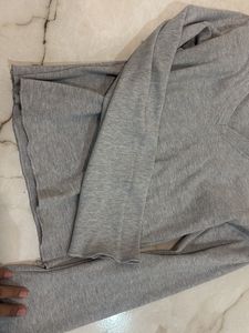 grey casual long sleeve college wear top