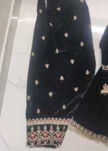 Black Velvet Kurta Set with Dupatta