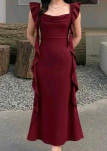 Elegant Burgundy Ruffle Dress
