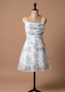 Blue Floral Spagetti Mini Dress