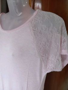 Light Pink Lace Sleeve Top