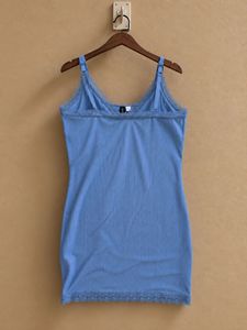 H&amp;M Blue Lace Ribbed Cami Boydcon Dress