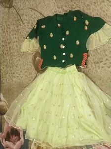 Party Wear Dress Cute Green &amp; Lime Kids Outfit
