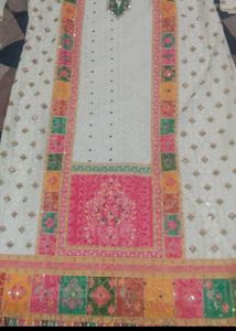 eid white mirror kurti set...free shipping