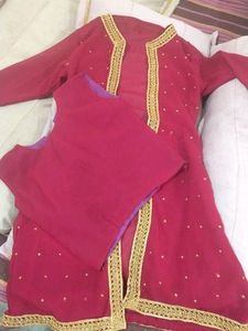 Girls' Festive Red Sharara Suit