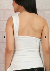 Chic One-Shoulder White Top with Embellishment