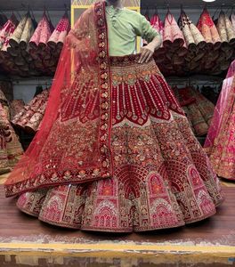 Stunning Red Embellished Lehenga Choli