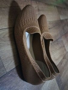 Brown Knit Ballet Flats