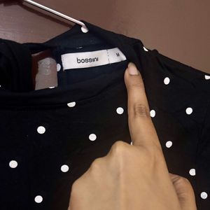 Bossini Black pola dot top