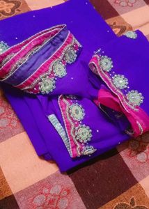 Vibrant Purple Embroidered Saree