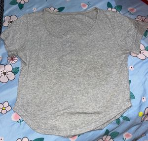 Grey Henley Neck T-Shirt