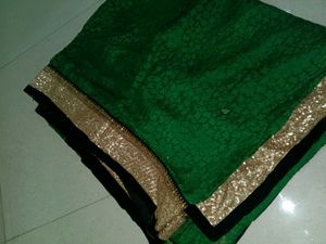 Emerald Green Saree with Gold Border