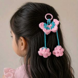 Red Crochet Rose Hair Clip
