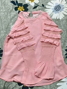 Pink Ruffle Sleeve Top