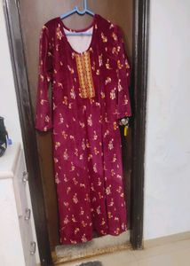 Floral Maroon Velvet Nightgown....m..