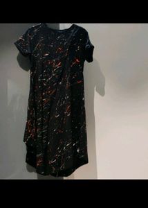 Unique Splatter Print Black top