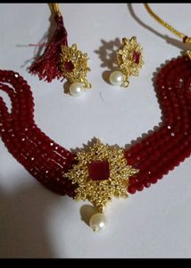 Red Beaded Choker Set