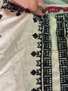 Cream Kurta Set with Black Embroidery