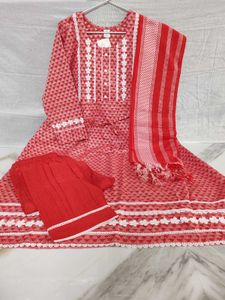 Beautiful Red Kurta Set with Dupatta