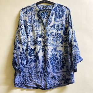 Blue Floral Print Kurta