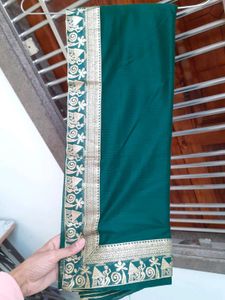 Temple Border Lycra Blend, Chiffon Saree